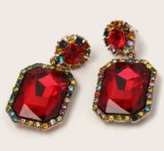 1pair Gemstone Decor Geometric Drop Earrings