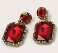 1pair Gemstone Decor Geometric Drop Earrings