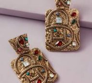 1pair Gemstone Decor Geometric Drop Earrings