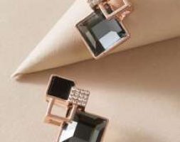 1pair Gemstone Decor Geometric Earrings