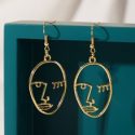 1pair Hollow Out Abstract Face Design Drop Earrings