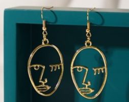 1pair Hollow Out Abstract Face Design Drop Earrings