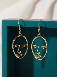 1pair Hollow Out Abstract Face Design Drop Earrings