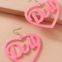 1pair Letter Decor Heart Drop Earrings