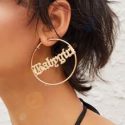 1pair Letter Decor Hoop Earrings