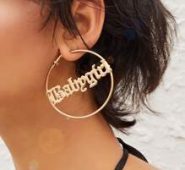 1pair Letter Decor Hoop Earrings