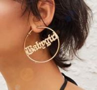 1pair Letter Decor Hoop Earrings