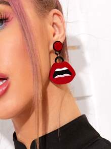 1pair Mouth Drop Earrings