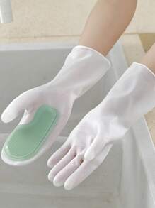 1pair Random Color Silicone Dishwashing Gloves