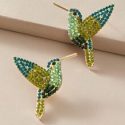 1pair Rhinestone Decor Bird Design Stud Earrings