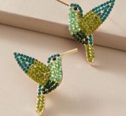 1pair Rhinestone Decor Bird Design Stud Earrings