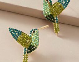 1pair Rhinestone Decor Bird Design Stud Earrings