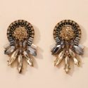 1pair Rhinestone Decor Flower Shaped Earrings