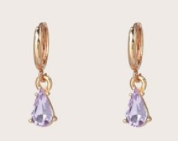 1pair Rhinestone Decor Geometric Drop Earrings