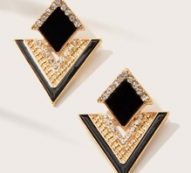 1pair Rhinestone Decor Geometric Earrings
