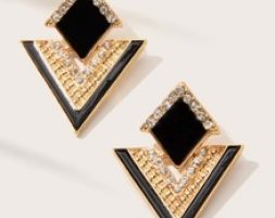 1pair Rhinestone Decor Geometric Earrings