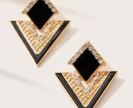 1pair Rhinestone Decor Geometric Earrings