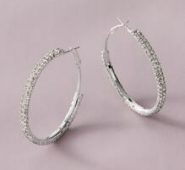 1pair Rhinestone Decor Hoop Earrings