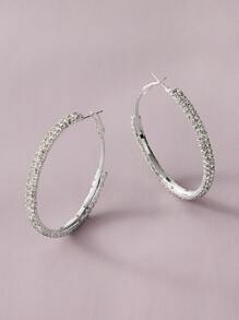 1pair Rhinestone Decor Hoop Earrings