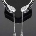 1pair Rhinestone Decor Wing Shaped Ear Climber