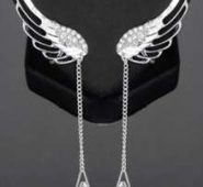 1pair Rhinestone Decor Wing Shaped Ear Climber