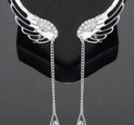 1pair Rhinestone Decor Wing Shaped Ear Climber