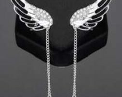 1pair Rhinestone Decor Wing Shaped Ear Climber