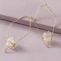 1pair Stone Decor Irregular Geometric Earrings