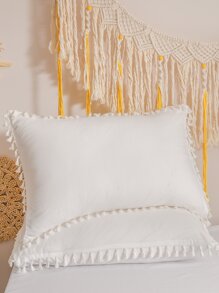 1pair Tassel Decor Pillowcase Without Filler