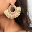 1pair Tassel Decor Round Drop Earrings