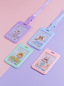 1pc Cartoon Graphic Random Card Cover With Lanyard