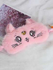 1pc Cat Design Plush Eye Cover