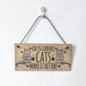 1pc Cat Print Wooden Wall Hanging