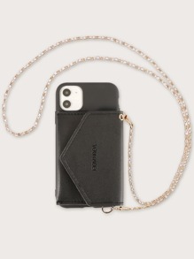 1pc Chain Detail Wallet iPhone Case