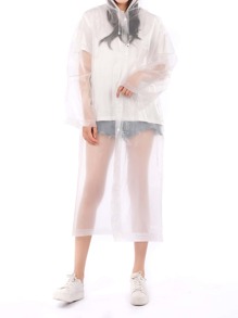 1pc Clear Hooded Raincoat