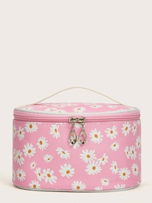 1pc Daisy Print Makeup Bag