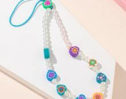 1pc Faux Pearl Beaded Phone Lanyard