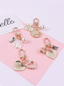 1pc Faux Pearl Decor Keychain