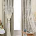 1pc Flower Embroidered Double Layer Curtain