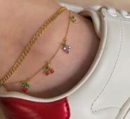 1pc Fruit Charm Layered Chain Anklet
