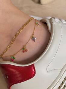 1pc Fruit Charm Layered Chain Anklet