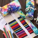 1pc Galaxy Print Random Roll-up Pencil Bag