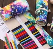 1pc Galaxy Print Random Roll-up Pencil Bag