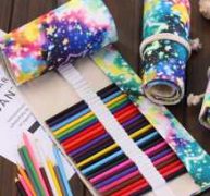 1pc Galaxy Print Random Roll-up Pencil Bag