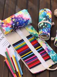 1pc Galaxy Print Random Roll-up Pencil Bag