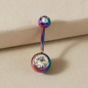 1pc Gemstone Decor Belly Bar