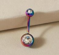 1pc Gemstone Decor Belly Bar