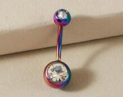 1pc Gemstone Decor Belly Bar