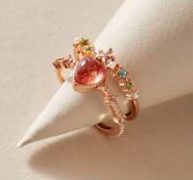 1pc Gemstone Decor Cuff Ring