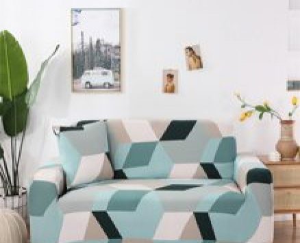 1pc Geometric Pattern Stretchy Sofa Cover Without Cushion